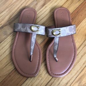 Coach beige flip flop sandals
